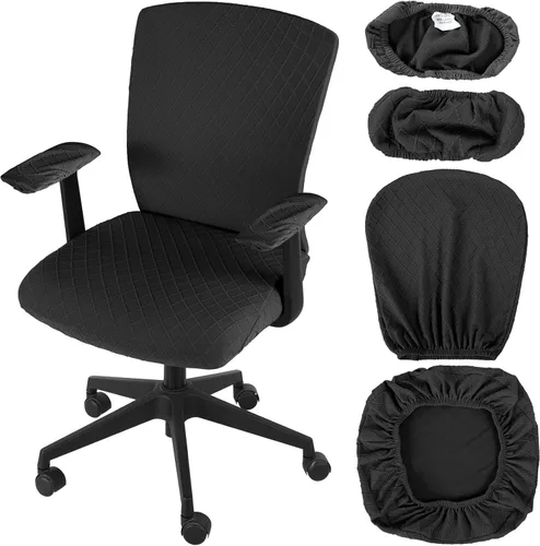 Miniatura 12 de Tallew Juego de 4 fundas para sillas de oficina, fundas protectoras universales para sillas de computadora, fundas elásticas para reposabrazos