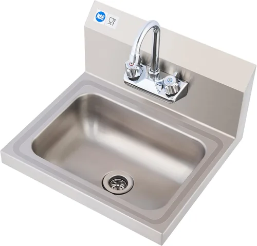 Miniatura 9 de WILPREP Fregadero de mano comercial, fregadero de acero inoxidable NSF con grifo de cuello de cisne y colador, fregadero de cocina de montaje