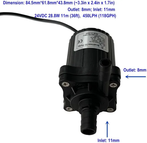 Miniatura 4 de SHYSKY DC40H-24110 Micro bomba de agua a presión sin escobillas, bomba de agua sumergible, 24V 28W, elevación 36.1 ft 39ft, 118GPH, trabajo seguro