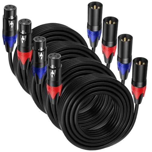 Miniatura 11 de Paquete de 2 cables XLR macho a hembra de 10 pies, cable de micrófono profesional equilibrado, cobre puro y blindaje dual, compatible
