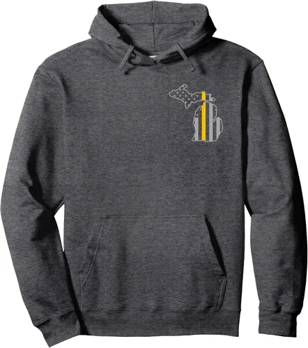 Miniatura 4 de Michigan Thin Gold Line Flag Police Operator 911 - Sudadera con capucha