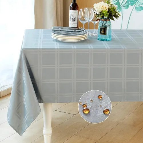 Miniatura 17 de Mebakuk Mantel Rectangular de Lino Estilo Granja, Impermeable, Anti-encogimiento, Suave y Resistente a las Arrugas, Cubierta de Mesa Decorativa