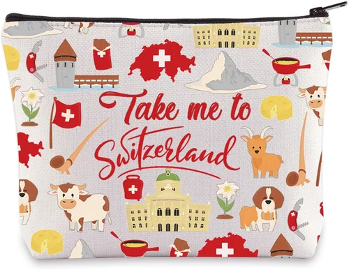 WZMPA Suiza Bolsa de Cosméticos de Viaje Suiza Regalo de Recuerdo Llévame a Suiza Bolsa con Cremallera Bolsa Bolsa Suiza Mercancía, A Suiza, Bolsa