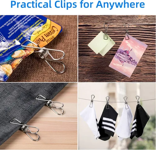 Miniatura 5 de Paquete de 40 alfileres de alambre resistentes al aire libre, de acero inoxidable para colgar ropa, pinzas de metal, clips para ropa, pasadores