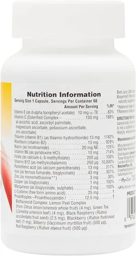 Miniatura 2 de NaturesPlus Hema-Plex Iron - 60 cápsulas de acción rápida - 85 mg de hierro quelado - Salud total de la sangre - con vitamina C y bioflavonoides