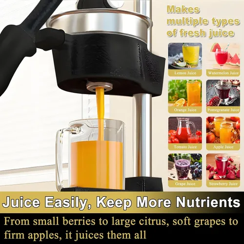 Miniatura 4 de Exprimidor manual de hierro fundido, extractor de jugo de frutas cítricas manual de metal resistente comercial para pomelo naranja y granada