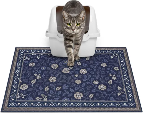 Miniatura 17 de Glittme Alfombrilla de Arena para Gatos con Base Antideslizante, Alfombrilla de Caja de Arena Impermeable que Atrapa la Arena, Fácil de Limpiar