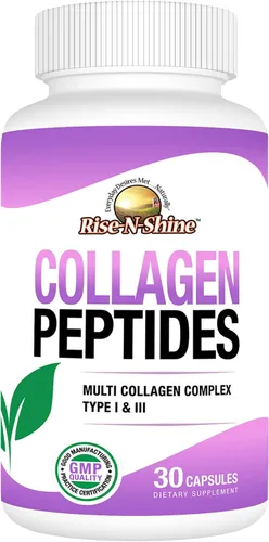 Rise-N-Shine Colágeno hidrolizado tipo I y III - Suplementos complejos de péptidos de colágeno para el cabello, la piel, las uñas y las