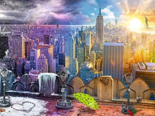 Miniatura 2 de Ravensburger Rompecabezas de 1500 piezas con diseño de horizonte de Nueva York para adultos de día y noche, cada pieza es única, la tecnología
