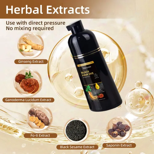 Miniatura 3 de Maryono Champú de tinte para el cabello castaño oscuro 3 en 1 para cobertura de canas, ingredientes herbarios, color instantáneo, para mujeres