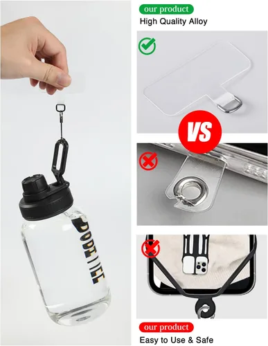 Miniatura 3 de Paquete de 2 lengüetas para teléfono, parche universal para teléfono sin adhesivo, pieza de repuesto para teléfono celular (negro y transparente)