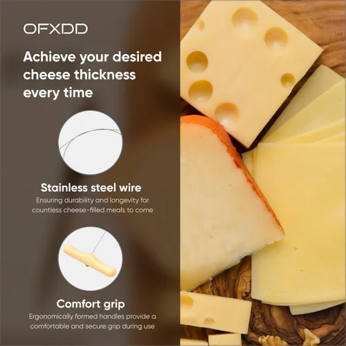 Miniatura 4 de Cortador de alambre duro para queso con asas, paquete de 2, cortador de bloque de cuerdas para cocina de 17.7 pulgadas, rebanadoras de alambre