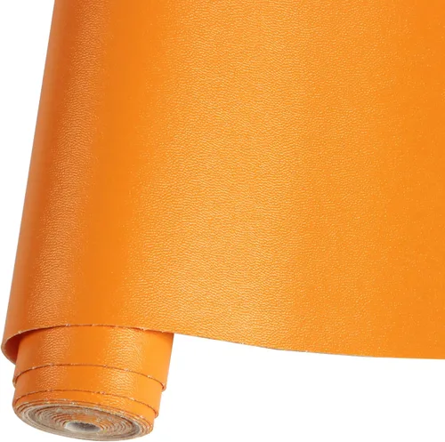 Rollo de piel sintética color naranja de 10 x 53 pulgadas, material de piel sintética suave para hacer manualidades, manualidades, aretes de cuero,