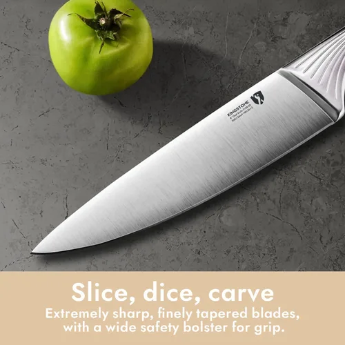 Miniatura 4 de Juego de cuchillos de cocina KINGSTONE con bloque, juego de 14 piezas de acero inoxidable alemán con afilador integrado, juego de bloque de Natural