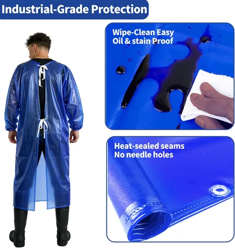 Miniatura 3 de SUJAN Traje Antisalpicaduras Delantal Impermeable Resistente a Químicos, Mono de PVC de Manga Larga Azul real