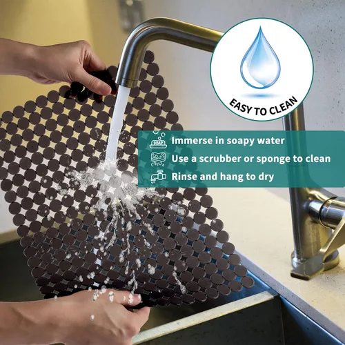 Miniatura 3 de Paquete de 2 alfombrillas para fregadero de cocina de acero inoxidable/cerámica, protectores ecológicos de PVC para la parte inferior del fregadero
