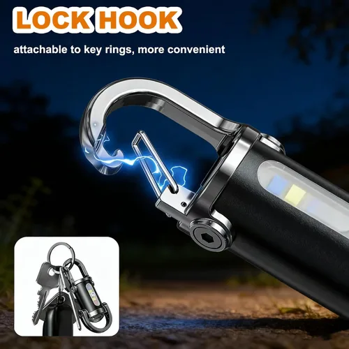 Miniatura 6 de 2 mini linternas de llavero, linterna recargable USB brillante portátil con múltiples modos de luz impermeables para senderismo, campamento, caminar