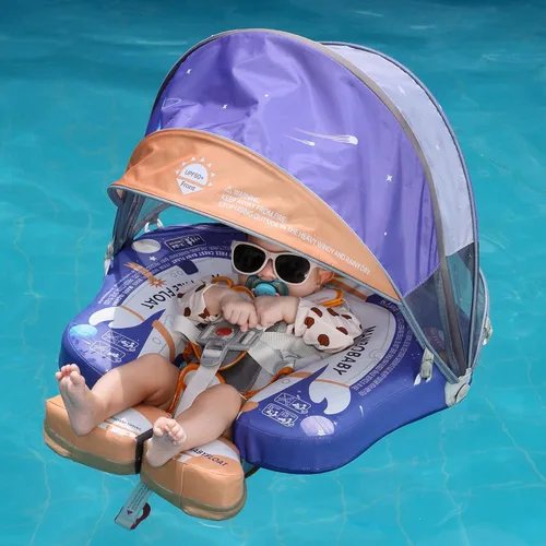 Miniatura 4 de Mambobaby Flotador Mejorado Añadir Cola Flotador para Bebé con Toldo para Anillo de Natación de Cintura Infantil Entrenador de Natación Flotadores
