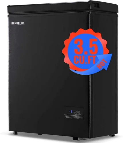 DEMULLER Mini Congelador Profundo Congelador Pequeño Congelador de Cofre con Puerta Superior Abierta con Cesta de Almacenamiento Extraíble para