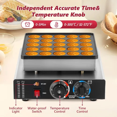 Miniatura 2 de LANUEVA Mini panquequera holandesa con receta, 25 piezas de 1.8 pulgadas, máquina de panqueques eléctrica con revestimiento antiadherente, acero
