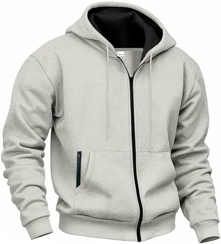 LIZALIG Chaqueta de forro polar con capucha y cremallera completa para hombre con capucha ajustable y bolsillos delanteros seguros