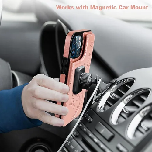 Miniatura 8 de Vaburs Funda compatible con iPhone 13 Pro con tarjetero y diseño de mariposa en relieve, de piel sintética, doble botón, a prueba de golpes