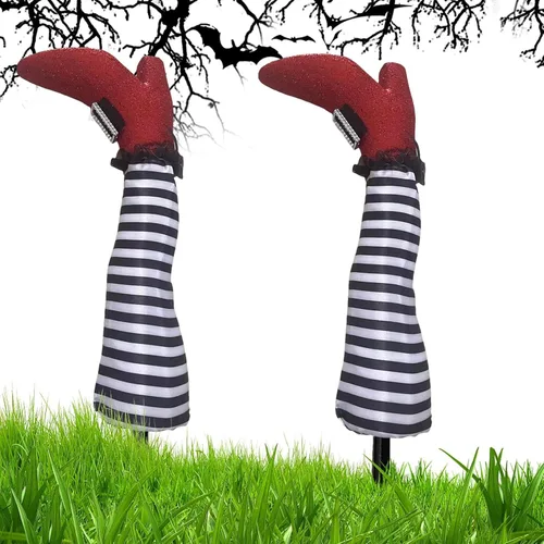 Miniatura 6 de Naysku 1 par de patas de bruja de Halloween de 18 pulgadas al revés para patas de bruja – Estacas de patas y pies de brujas, estacas de Halloween