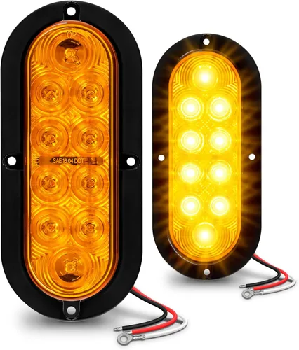 TRUE MODS - Juego de 2 piezas de luces traseras LED ovaladas ámbar de 6 pulgadas para remolque [DOT FMVSS 108 SAE I6P] [montaje en superficie] [IP67