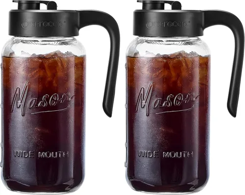 Miniatura 18 de Jarra Mason con Tapa - Jarra de Vidrio Hermética y a Prueba de Fugas con Tapa, Perfecta para Leche Materna, Infusión en Frío y Té de Sol, 2 Quart