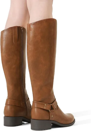 Miniatura 6 de DREAM PAIRS Botas para mujer hasta la rodilla, cómodas botas de equitación con cremallera lateral