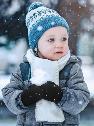 Miniatura 2 de Boao 5 pares de guantes de punto elásticos para niños y niñas, guantes cálidos de invierno para niños y niñas