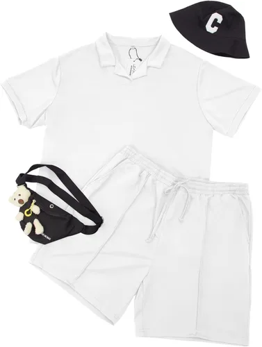 Miniatura 5 de Lexiart Conjunto casual de 2 piezas para hombre, conjunto de chándal de verano para playa hawaiana