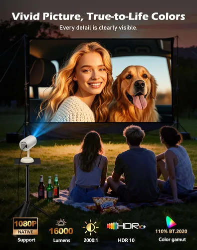 Miniatura 3 de 【Enfoque automático 3D TOF y aplicaciones Android integradas】Mini proyector VGKE Mini proyector portátil con WiFi 6 y Bluetooth, soporte 4K, Blanco