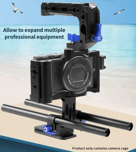 Miniatura 4 de ZV1 - Kit de jaula para cámara compatible con soporte de extensión estabilizador Sony ZV1 Video DSLR (jaula con mango + clip)