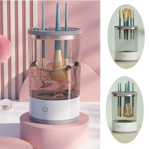 Limpiador de brochas de maquillaje - Máquina eléctrica de limpieza de brochas de maquillaje, herramienta automática de limpieza y secado de brochas