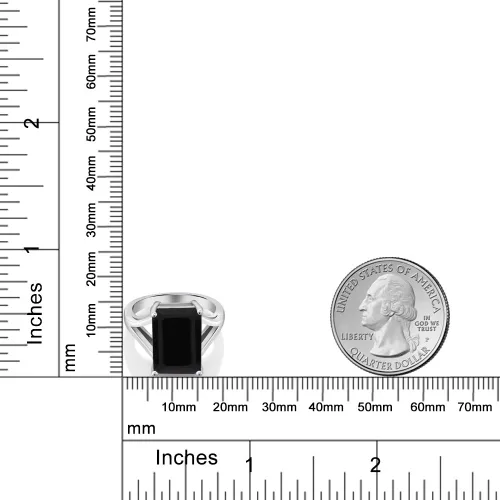 Miniatura 4 de Gem Stone King Anillo de compromiso solitario con piedra preciosa de corte esmeralda de 0.551 x 0.394 in para mujer, plata de ley 925, anillo