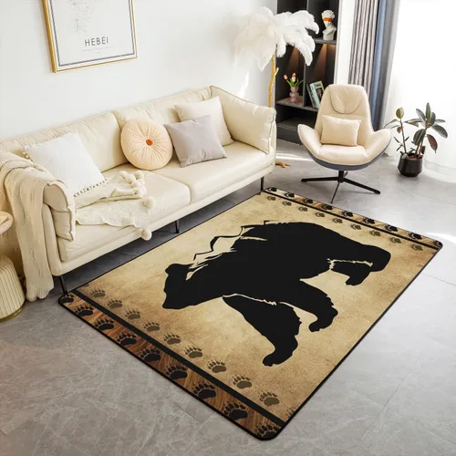 Miniatura 10 de jejeloiu Alfombras de ciervo para sala de estar, dormitorio, niños, alfombra decorativa de animales salvajes, 4 x 5, naturaleza, vida silvestre