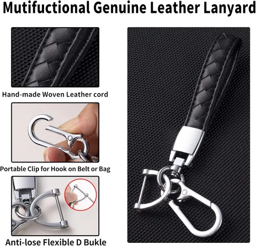 Miniatura 5 de Compatible con funda para llavero Ford con cordón de cuero, funda protectora para llave de automóvil Ford Explorer Fusion Escape F150 F250 F350 F450