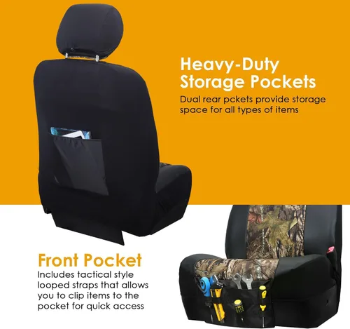 Miniatura 4 de LPI Truck Mossy Oak - Fundas de asiento de automóvil resistentes para asientos delanteros; se adapta a sedanes y SUV, incluye bolsillos