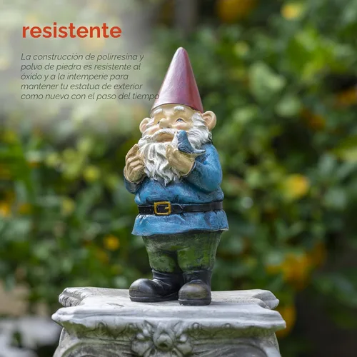 Miniatura 5 de Grayson Gnomo de jardín con adorno de pájaro, Jardín, S, Rojo