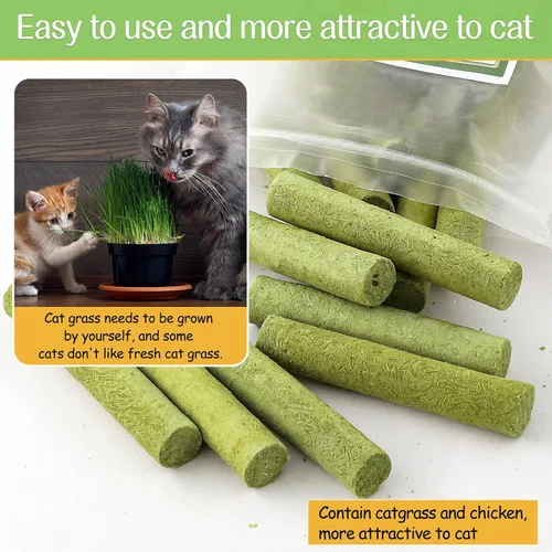 Miniatura 4 de Palitos de hierba para gatos de 50g para dentición, palitos de hierba para gatos deshidratados por congelación como snacks para gatos, golosinas