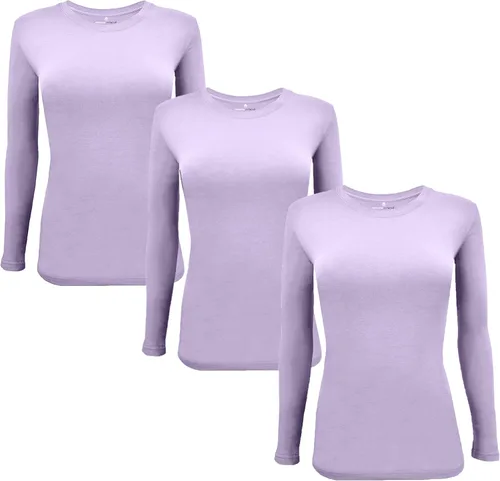 Miniatura 125 de Natural Uniforms Camiseta Under Scrub para mujer, cuello redondo, manga larga, paquete de 3, paquete múltiple de 3