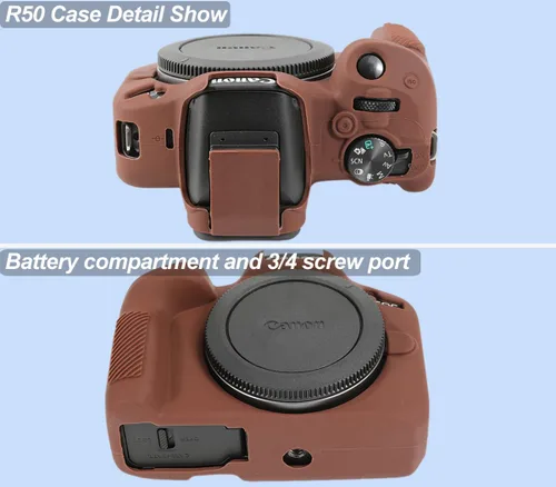 Miniatura 7 de Pocoukate Funda para cámara Canon EOS R50, funda protectora de silicona suave con protector de pantalla EOS R50 Accesorios para Canon EOS R50 Cámara