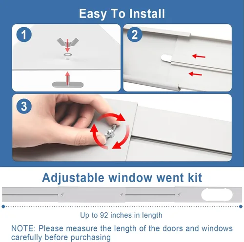 Miniatura 5 de Kit de ventilación portátil de ventana de CA, kit de ventana deslizante vertical/horizontal ajustable para unidad de CA, sello de ventana de CA