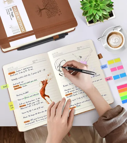 Miniatura 6 de Cuaderno Diario con Líneas - 365 Páginas A5 Cuaderno Grueso para Escribir para Hombres y Mujeres, Cuaderno con Rayas Universitarias, Diario de Cuero