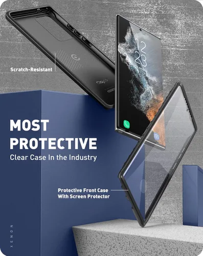 Miniatura 2 de Clayco Xenon Series - Funda para Samsung Galaxy S22 Ultra (6.8 pulgadas) 5G 360 grados, funda protectora robusta con protector de pantalla Negro