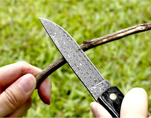 Miniatura 6 de YOUSUNLONG Cuchillo de bolsillo plegable de 7.480 in - Cuchillo de transporte diario - Cuchillo de una mano con funda de cuero y caja de cuchillos
