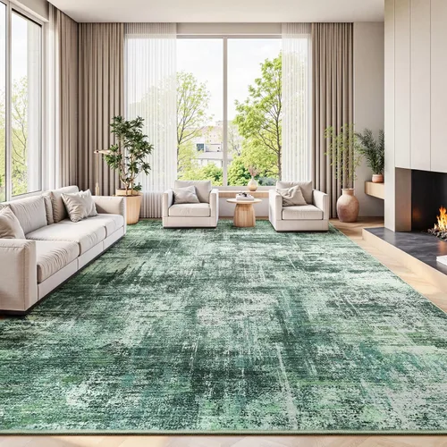 Miniatura 15 de Lofus Alfombra de área de 8 x 10 pies para sala de estar, alfombras grandes abstractas doradas con respaldo antideslizante, alfombra neutra moderna