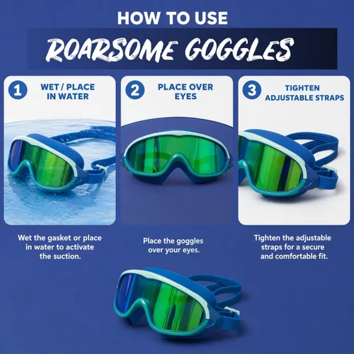Miniatura 4 de Gafas de natación Lente de visión ultra ancha Protección antivaho y UV Ajuste de silicona suave Diseño a prueba de fugas Unisex