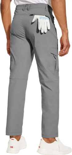 Miniatura 2 de PULI Pantalones de senderismo elásticos para hombre con 5 bolsillos, impermeables, ajustados, para golf, casual, viajes, trabajo, para hombre